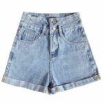 Casual Wide Leg Washed A Line Denim Shorts