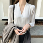 Solid Pullover Chiffon Long Sleeve Blouse