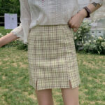 Funny Plaid Pleated Slit A Line Mini Skirt