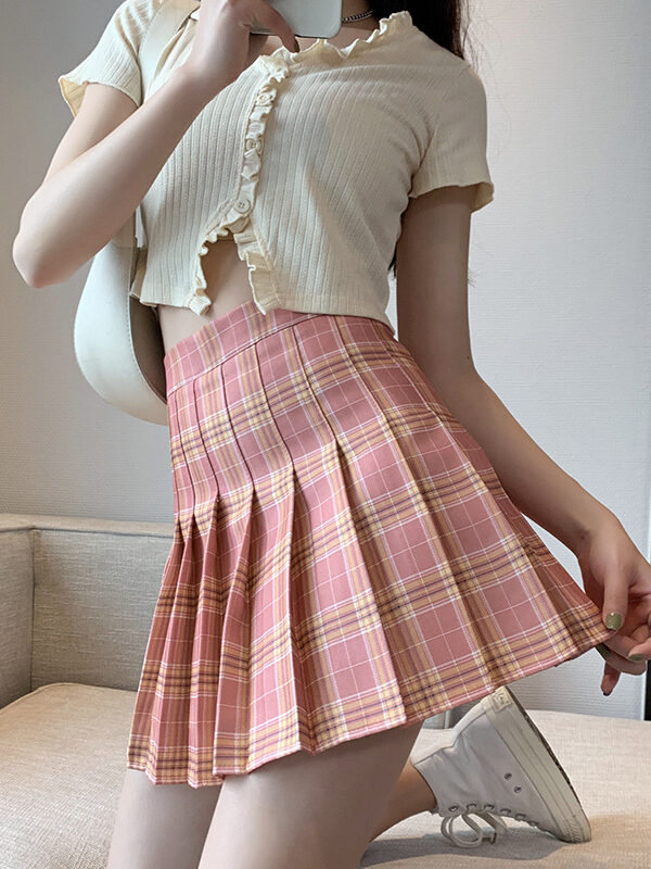 Preppy Pleated High Waist A Line Mini Skirt