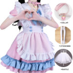 Cute Maid Pleated Lolita Bow Tie Dress