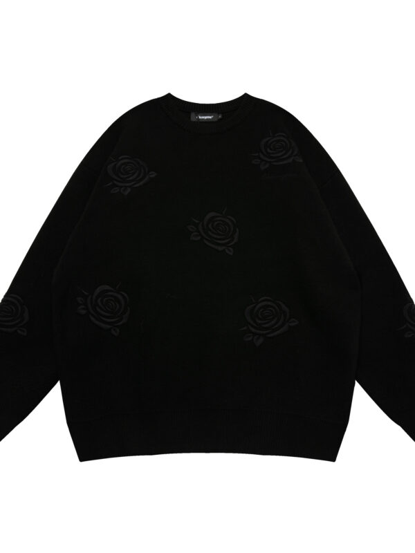 American Simple Rose Jacquard Loose Sweater