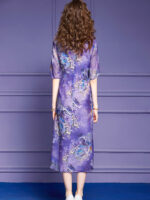 Women Floral 100% Silk Cheongsam Qipao Dress