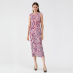 Women's Geometric Print Slim Fit Midi Dress