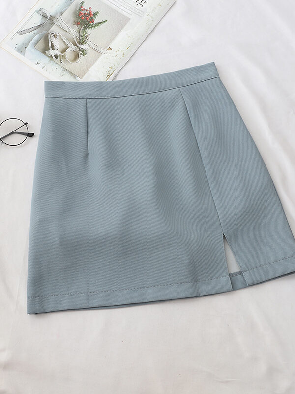 Solid High Waist Versatile A Line Slit Skirt