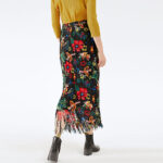 Women's Floral Print Elastic Pleated Skirt