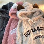 Women Letters Cute Fluffy Couples Hoodie