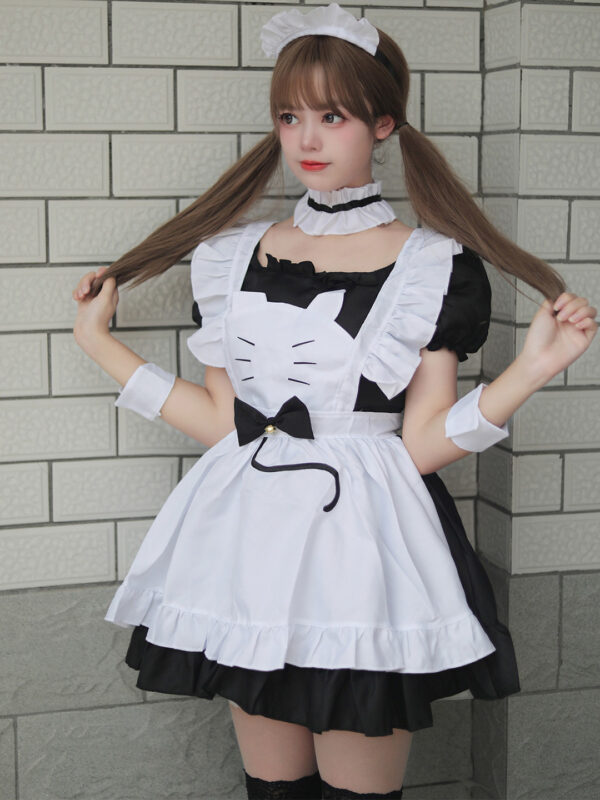 Women's Black White Kitty Lolita Dress