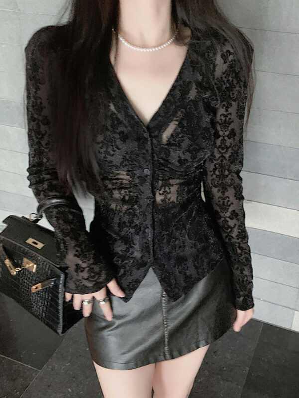 Women's Hot Stamping Lace Blouse