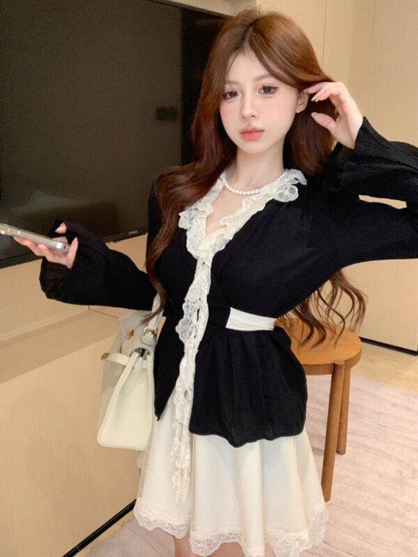 Women's French Bow Lace Blouse