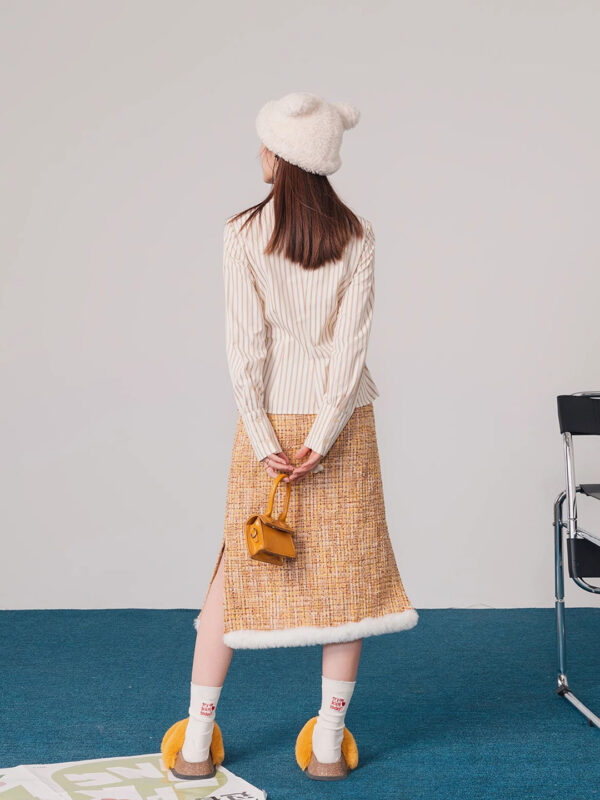 Women's Spring Tweed Midi Skirt