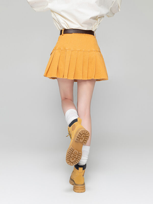 Women's Orange Denim Mini Cargo Skirt