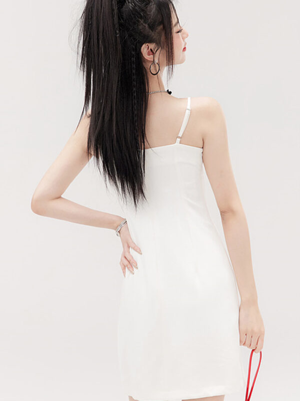 Women's White Precious Bow Strap Dress