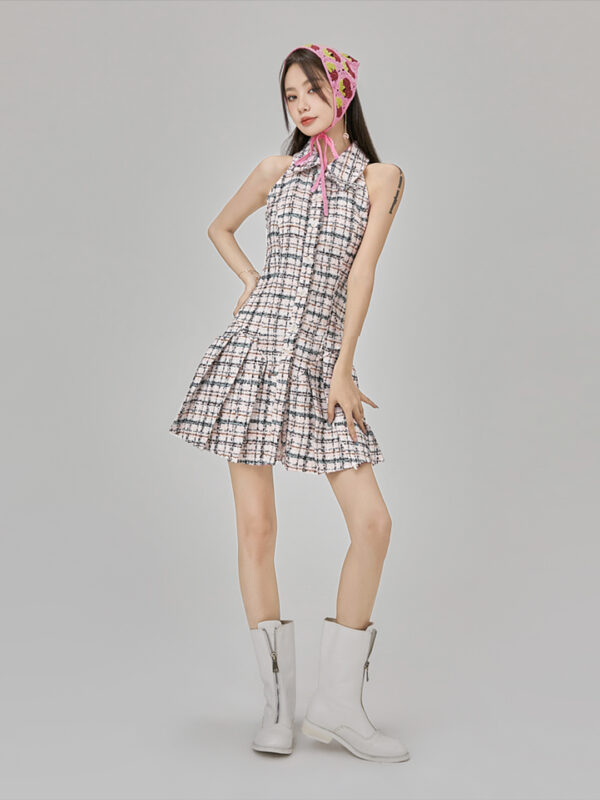 Women's Chanel Style Pleated Sleeveless Dress