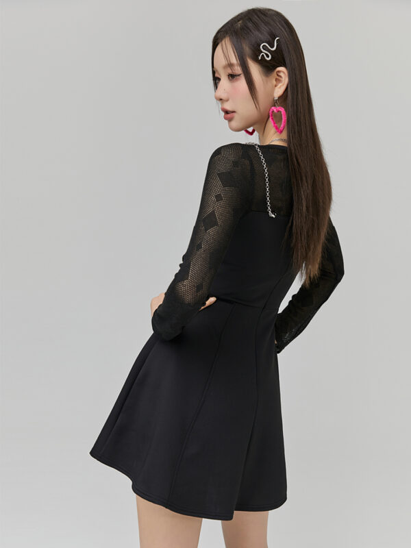 Women's Waist Buckle Strap Little Black Dress